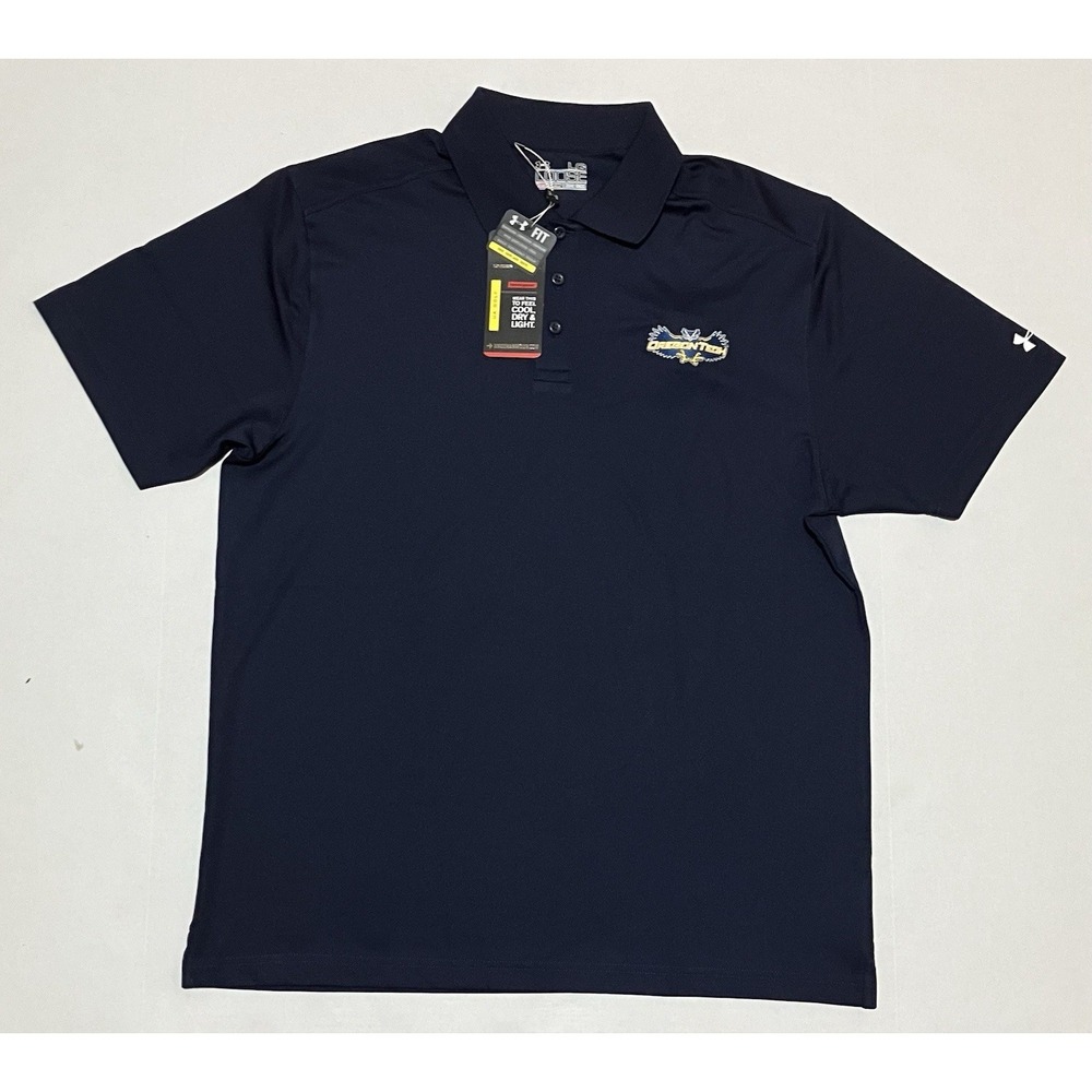 NWT Under Armour‎ Heat Gear Loose Oregon Tech Golf Polo Shirt Size Large Navy